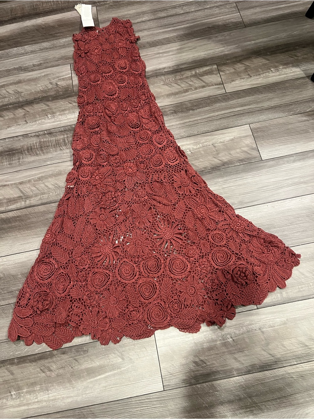 Ulla Johnson Rust Crochet Maxi Dress